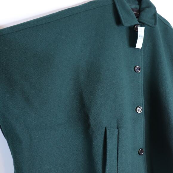 ANN TAYLOR NWT Buttoned Trench Cape Dark Green Wool Blend Women's MP - Picture 3 of 12